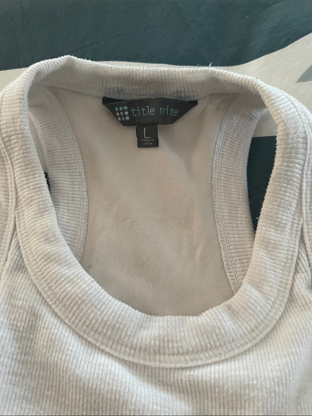 Title Nine white Ribbed Scoop-Neck Tank